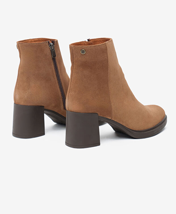 Kadın Taba Süet Hakiki Deri Topuklu Bot - 4