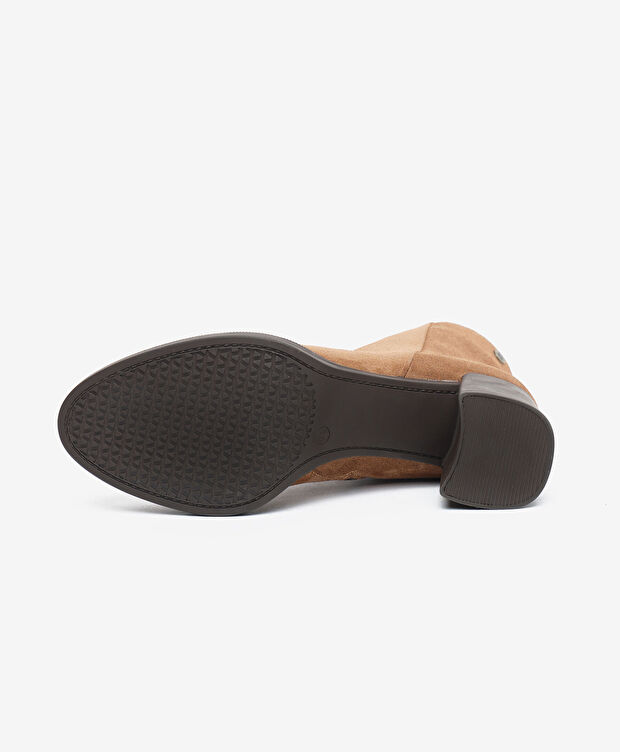 Kadın Taba Süet Hakiki Deri Topuklu Bot - 5