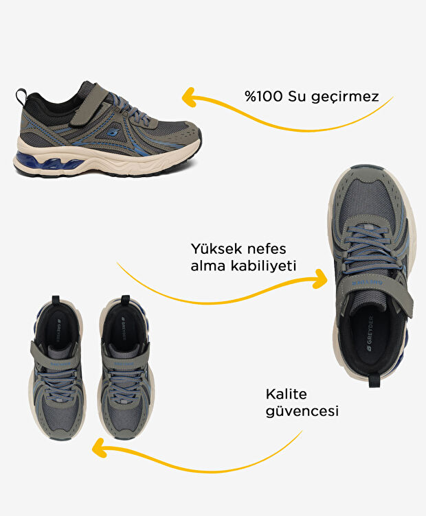 Çocuk Gri Saks Su Geçirmez Hakiki Deri Spor Ayakkabı - 2