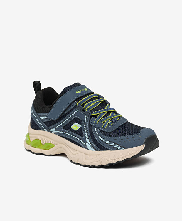 Çocuk Lacivert Yeşil Su Geçirmez Hakiki Deri Spor Ayakkabı - 3