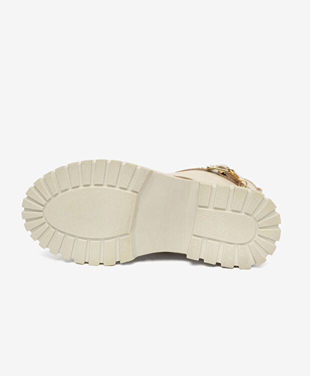 Çocuk Bej Hakiki Deri Military Bot - 5