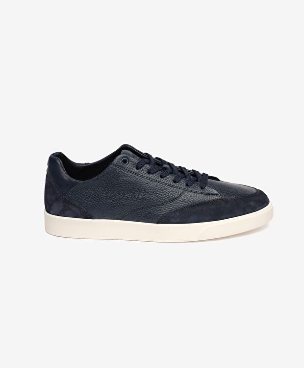 Erkek Lacivert Hakiki Deri Sneaker Ayakkabı - 1
