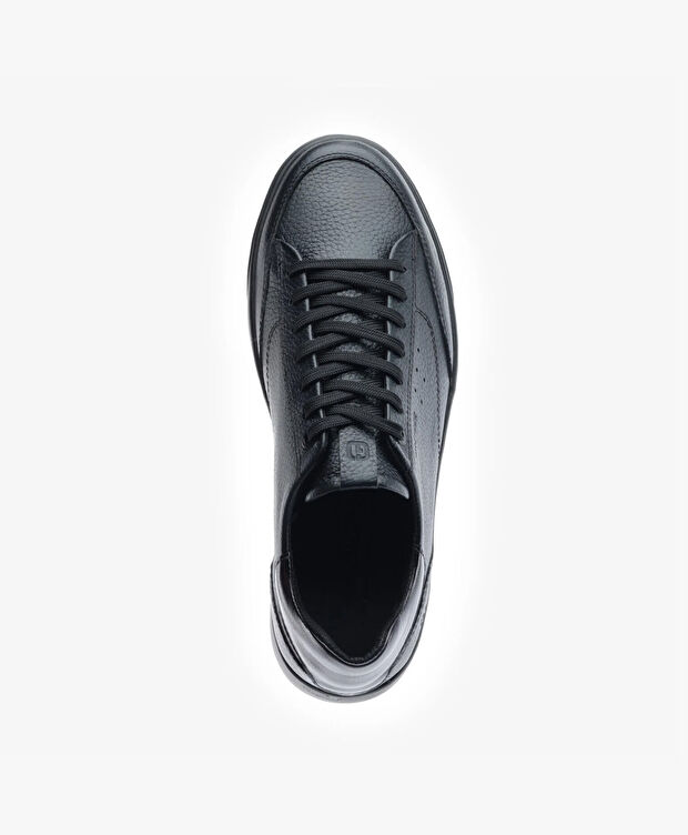 Erkek Siyah Hakiki Deri Sneaker Ayakkabı - 4