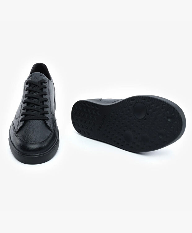 Erkek Siyah Hakiki Deri Sneaker Ayakkabı - 6