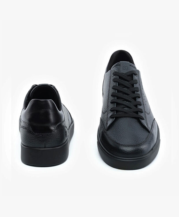 Erkek Siyah Hakiki Deri Sneaker Ayakkabı - 7