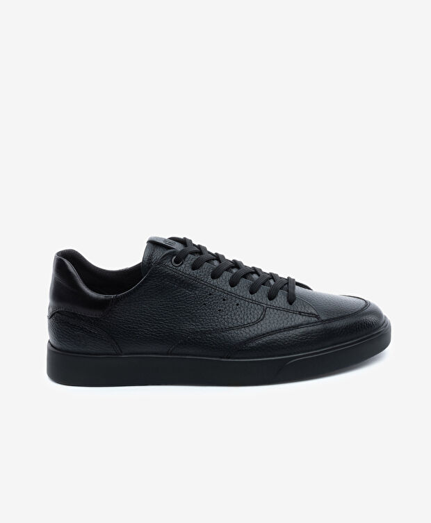 Erkek Siyah Hakiki Deri Sneaker Ayakkabı - 1