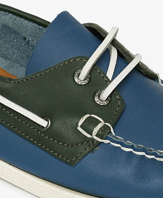 Erkek Mavi Yeşil Hakiki Deri Marine Ayakkabı - 5