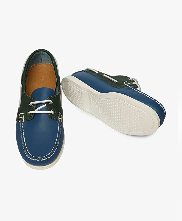 Erkek Mavi Yeşil Hakiki Deri Marine Ayakkabı - 6