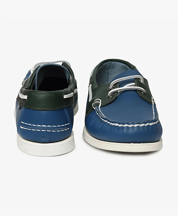 Erkek Mavi Yeşil Hakiki Deri Marine Ayakkabı - 7