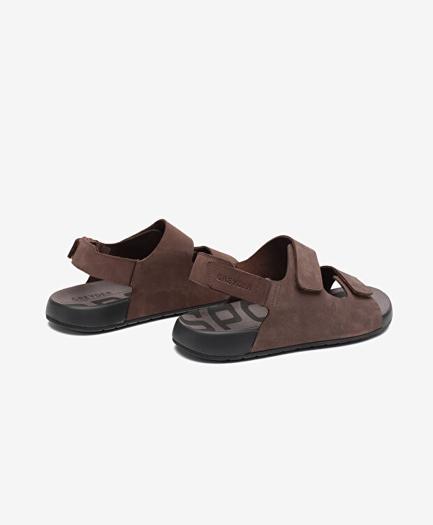 Erkek Kahverengi Nubuk Hakiki Deri Sandalet - 4