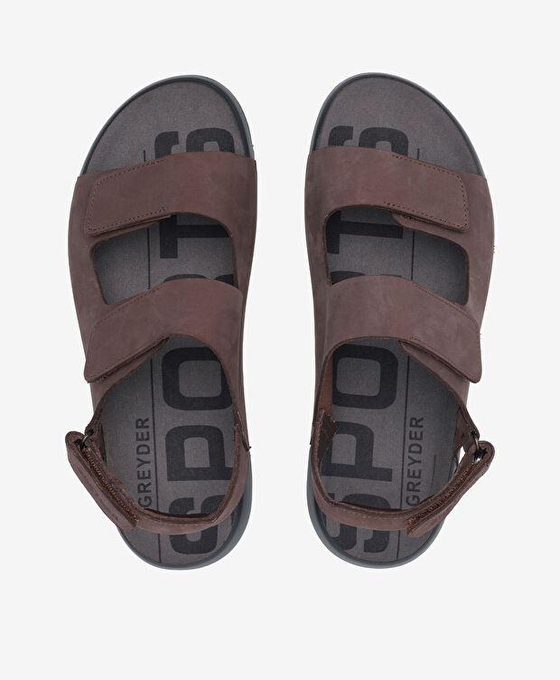 Erkek Kahverengi Nubuk Hakiki Deri Sandalet - 5