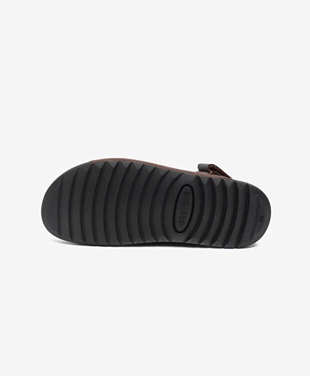 Erkek Kahverengi Nubuk Hakiki Deri Sandalet - 6