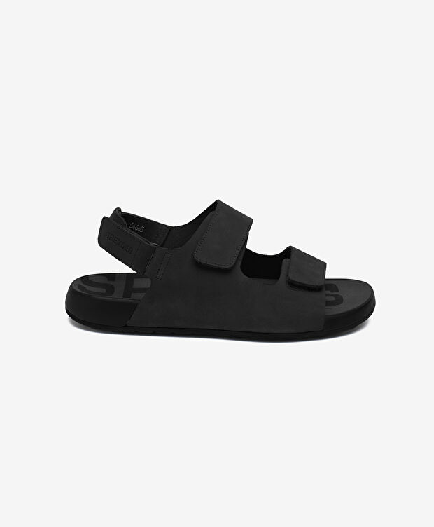 Erkek Siyah Nubuk Hakiki Deri Sandalet - 1