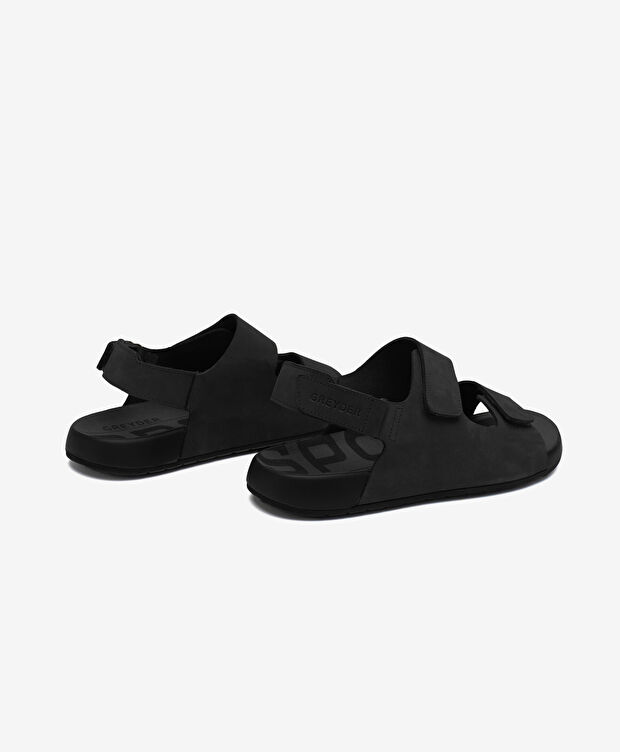 Erkek Siyah Nubuk Hakiki Deri Sandalet - 4