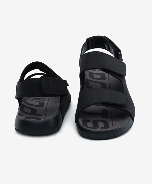 Erkek Siyah Nubuk Hakiki Deri Sandalet - 7