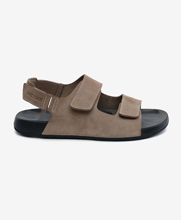 Erkek Vizon Nubuk Hakiki Deri Sandalet - 1