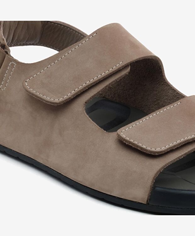 Erkek Vizon Nubuk Hakiki Deri Sandalet - 5