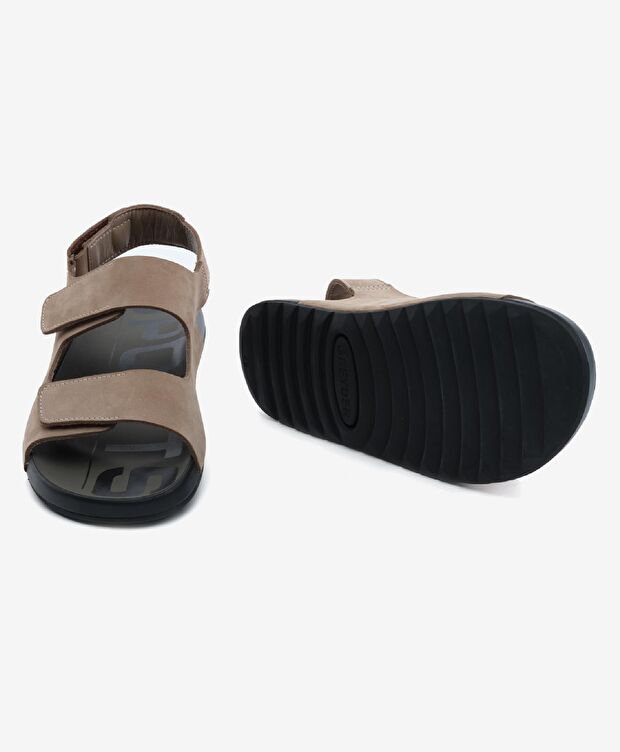 Erkek Vizon Nubuk Hakiki Deri Sandalet - 6