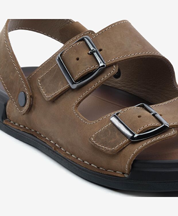 Erkek Kum Hakiki Deri Sandalet - 5