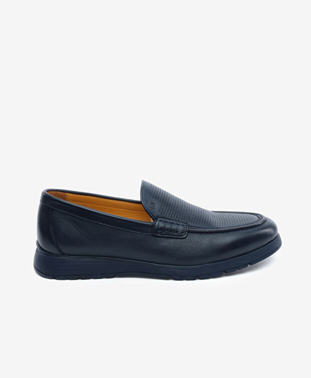 Erkek Lacivert Hakiki Deri Comfort Ayakkabı - 1