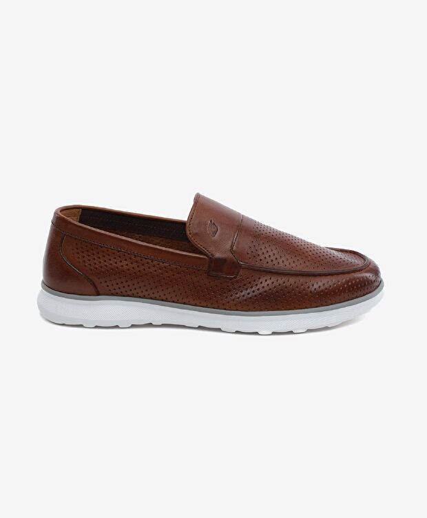 Erkek Taba Hakiki Deri Loafer Ayakkabı - 1