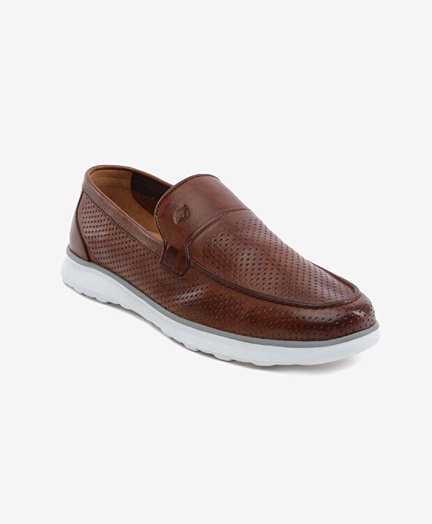 Erkek Taba Hakiki Deri Loafer Ayakkabı - 2