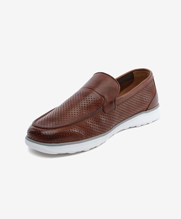 Erkek Taba Hakiki Deri Loafer Ayakkabı - 3