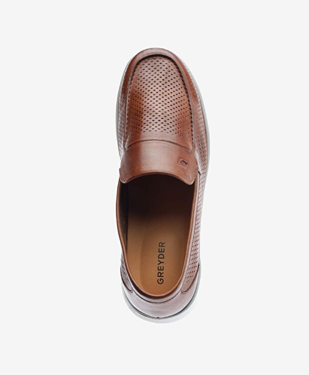 Erkek Taba Hakiki Deri Loafer Ayakkabı - 4