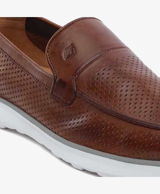 Erkek Taba Hakiki Deri Loafer Ayakkabı - 5