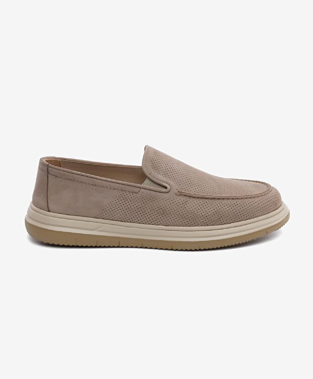 Erkek Vizon Nubuk Hakiki Deri Loafer Ayakkabı - 1
