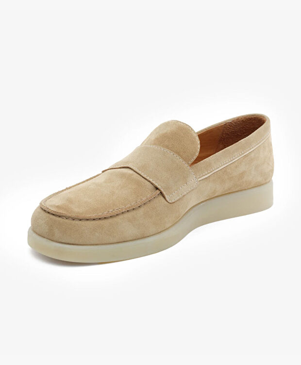Erkek Bej Hakiki Deri Loafer Ayakkabı - 3
