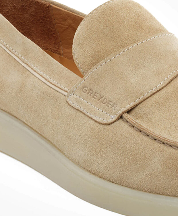 Erkek Bej Hakiki Deri Loafer Ayakkabı - 5