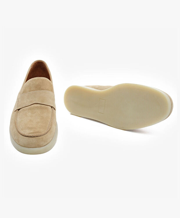 Erkek Bej Hakiki Deri Loafer Ayakkabı - 6
