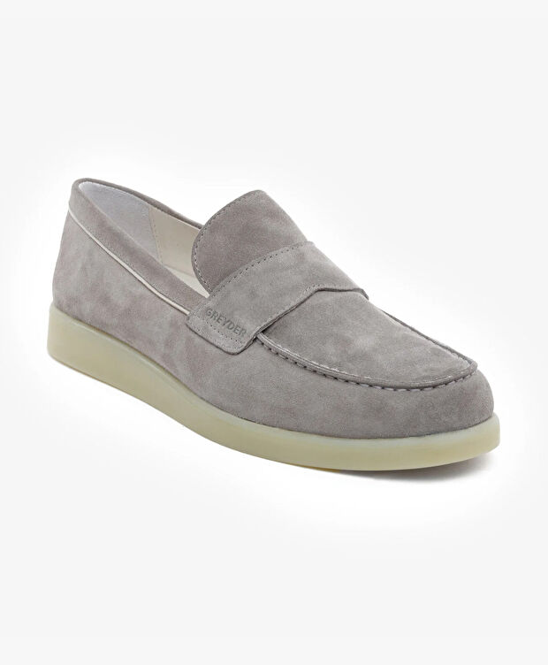 Erkek Gri Hakiki Deri Loafer Ayakkabı - 2