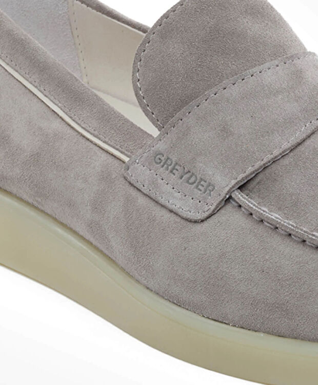 Erkek Gri Hakiki Deri Loafer Ayakkabı - 5