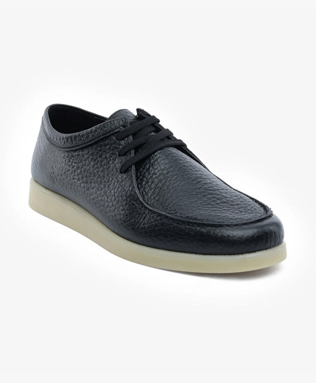 Erkek Siyah Hakiki Deri Oxford Ayakkabı - 2