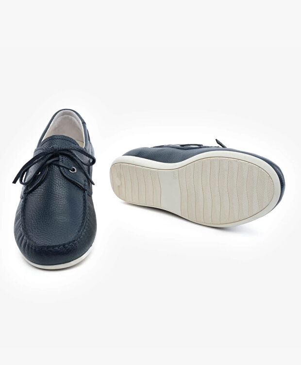 Erkek Lacivert Hakiki Deri Marine Ayakkabı - 6
