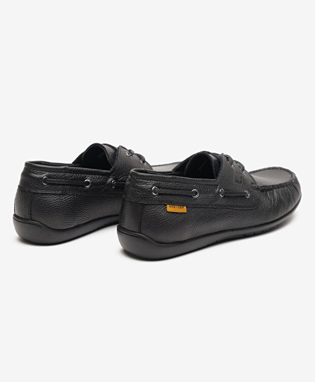 Erkek Siyah Hakiki Deri Marine Ayakkabı - 4