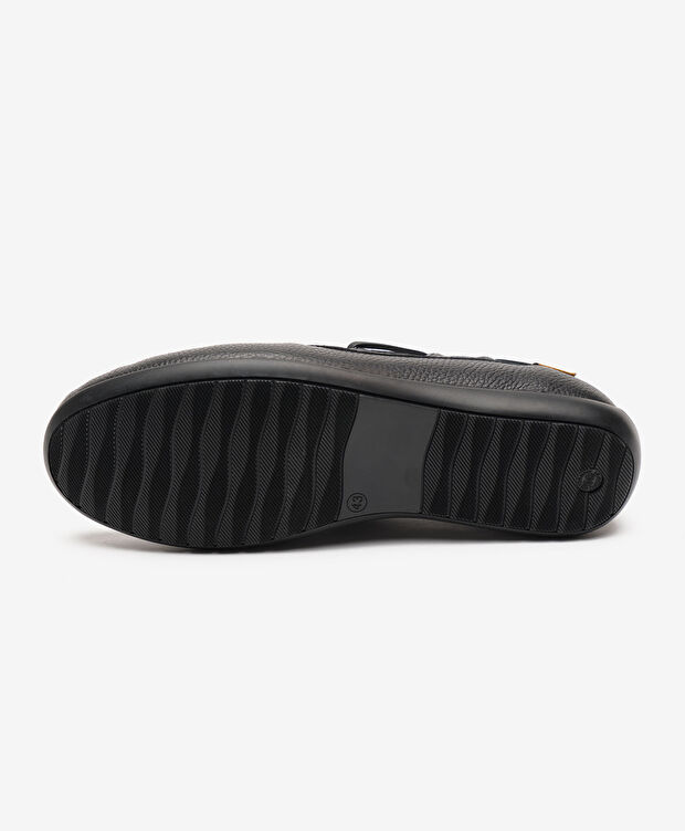 Erkek Siyah Hakiki Deri Marine Ayakkabı - 6