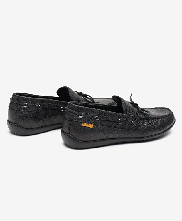 Erkek Siyah Hakiki Deri Marine Ayakkabı - 4