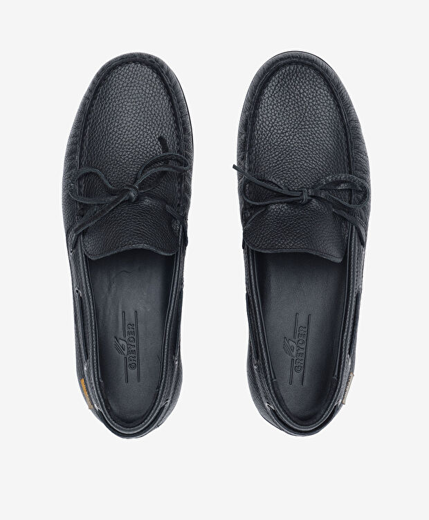 Erkek Siyah Hakiki Deri Marine Ayakkabı - 5