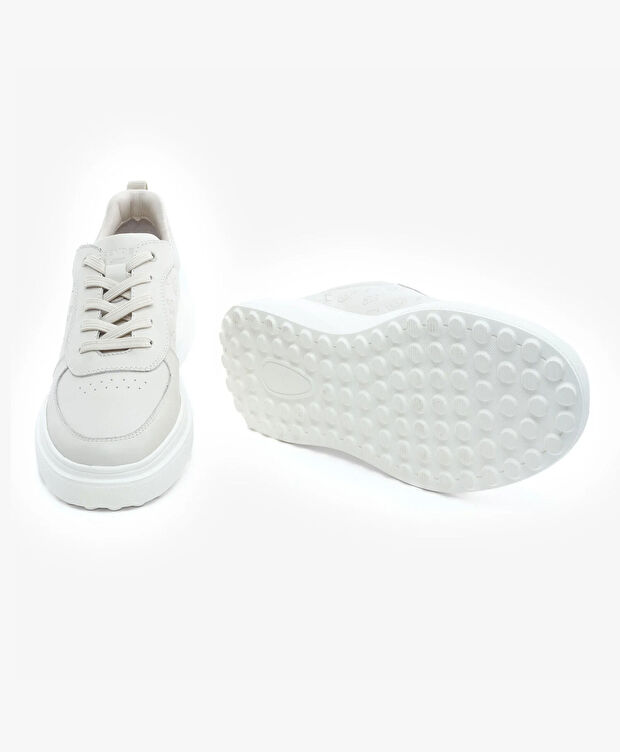 Erkek Kirli Beyaz Hakiki Deri Sneaker Ayakkabı - 6