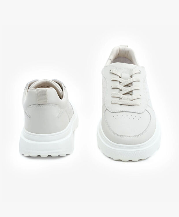 Erkek Kirli Beyaz Hakiki Deri Sneaker Ayakkabı - 7