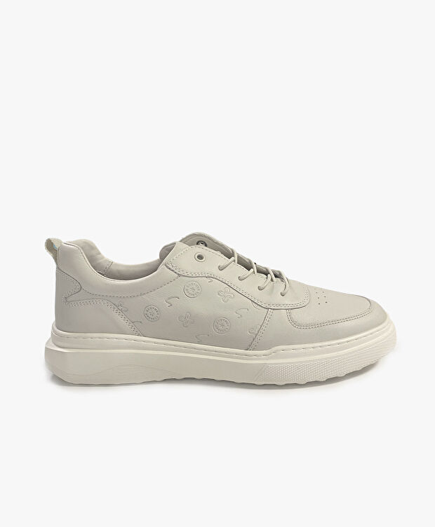 Erkek Kirli Beyaz Hakiki Deri Sneaker Ayakkabı - 1