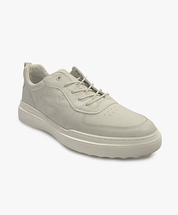 Erkek Kirli Beyaz Hakiki Deri Sneaker Ayakkabı - 2