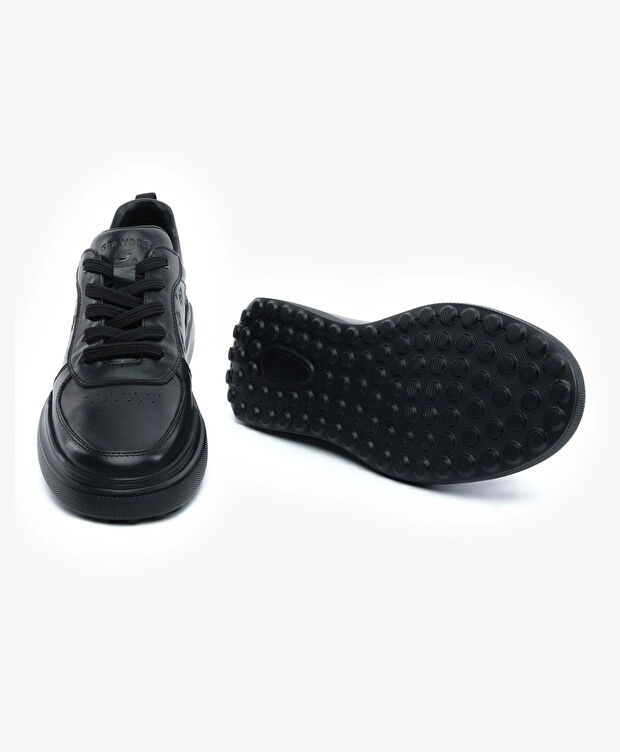 Erkek Siyah Hakiki Deri Sneaker Ayakkabı - 6