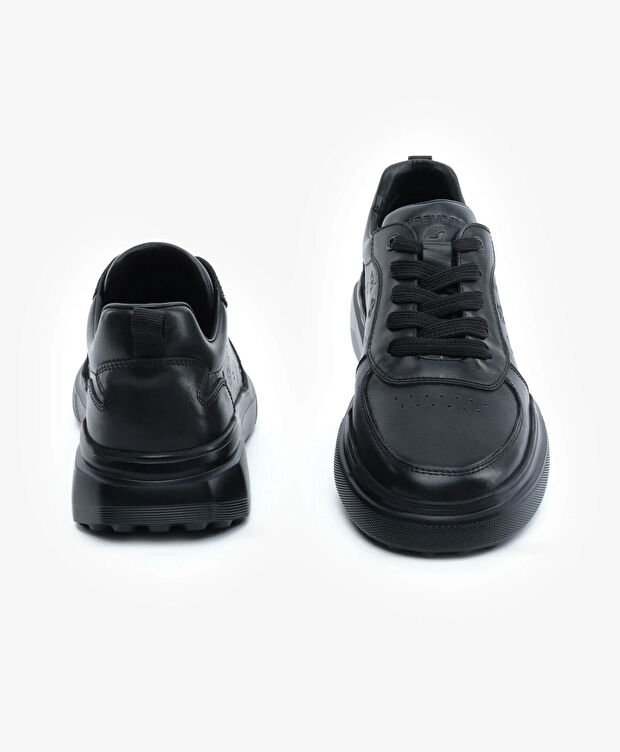 Erkek Siyah Hakiki Deri Sneaker Ayakkabı - 7
