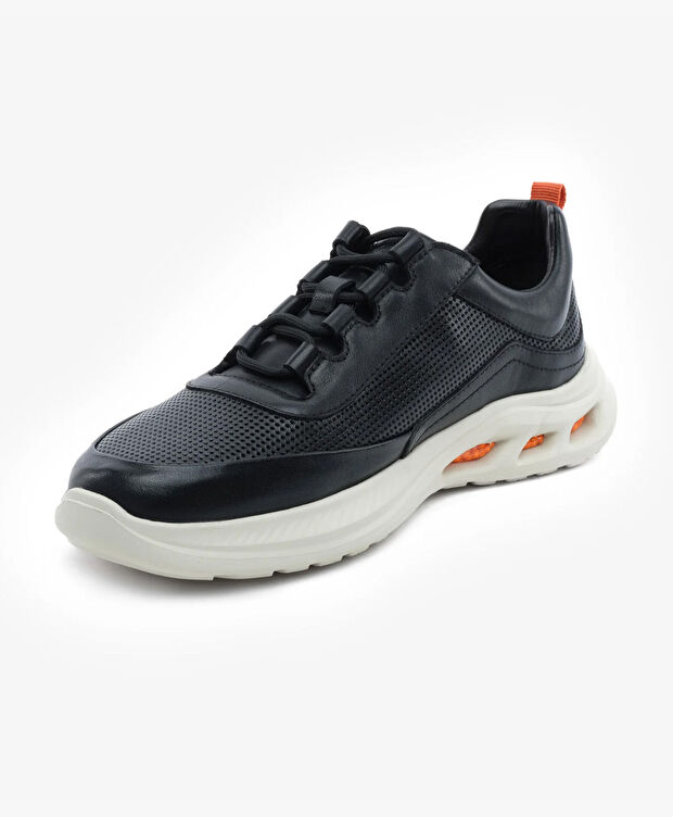 Erkek Siyah Hakiki Deri Spor Ayakkabı - 3