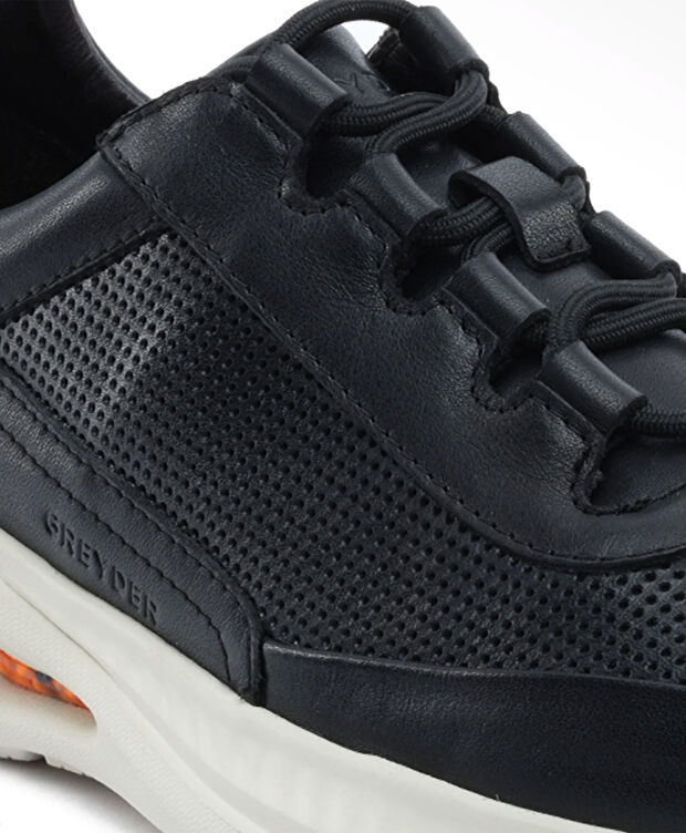 Erkek Siyah Hakiki Deri Spor Ayakkabı - 5