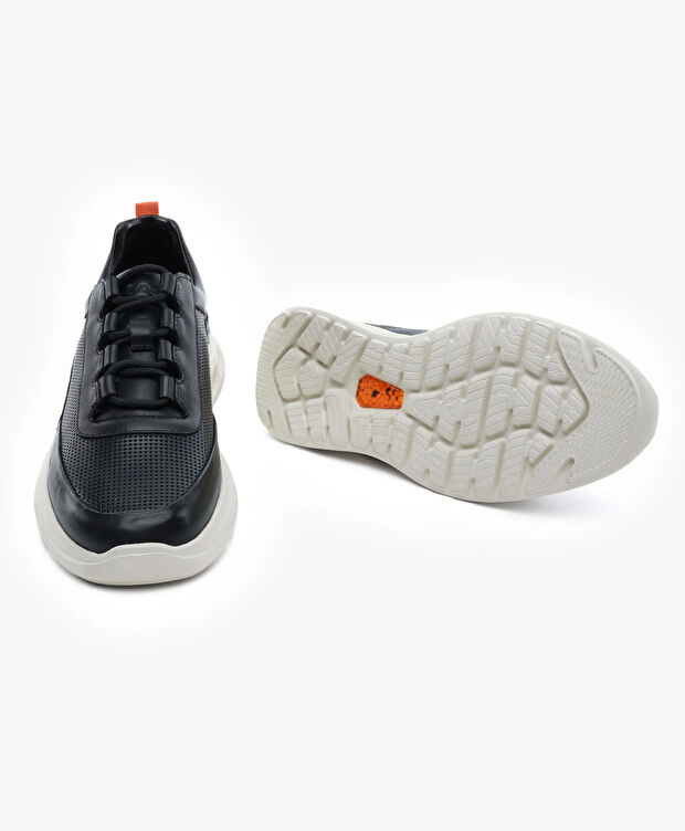 Erkek Siyah Hakiki Deri Spor Ayakkabı - 6